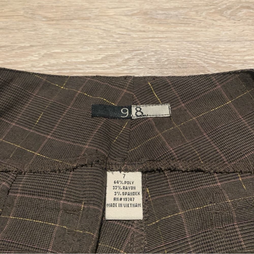 98 Brown Plaid Y2K Capris Size 7 - Picture 6 of 6